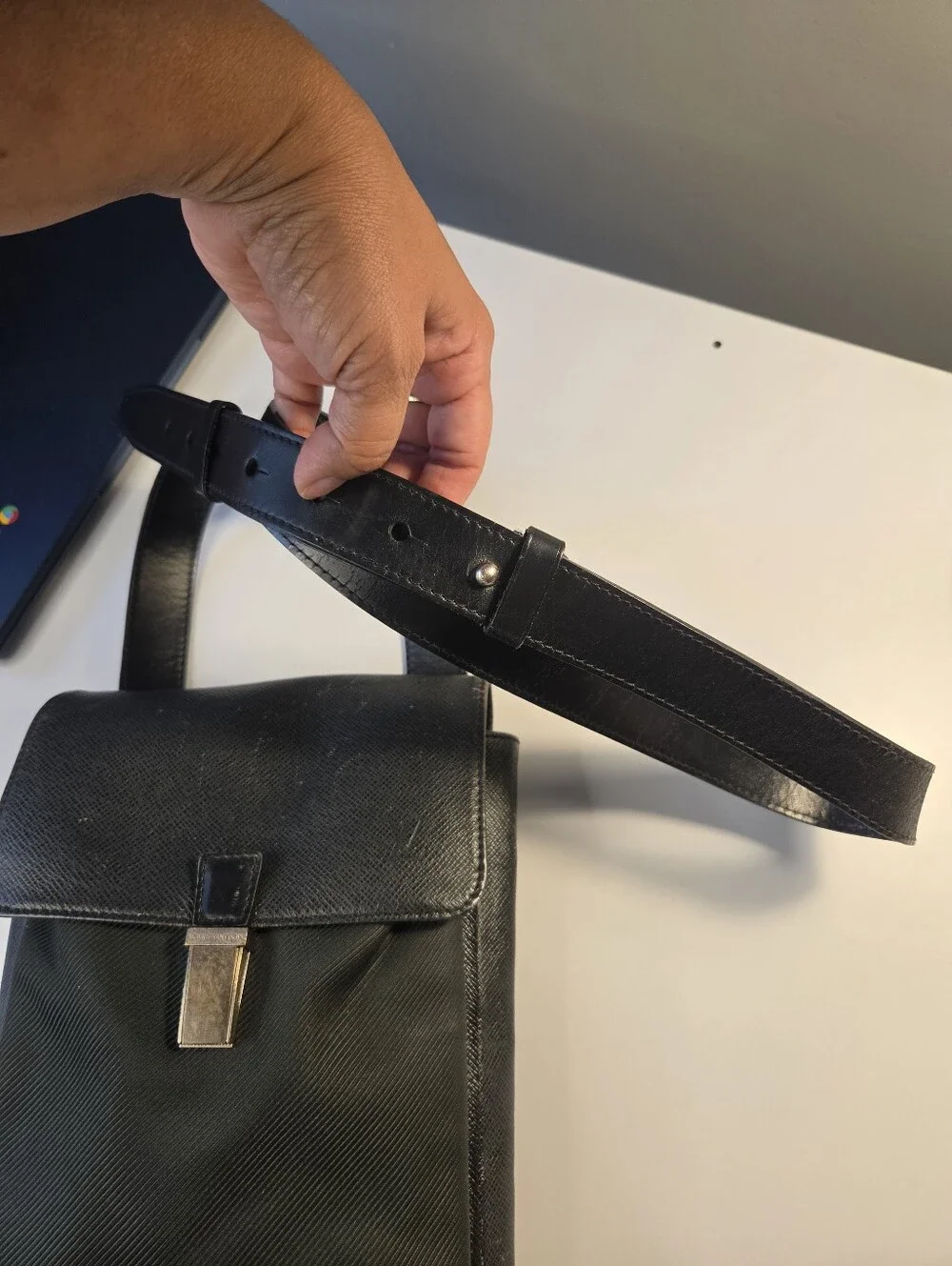 Louis Vuitton Messenger Bag From the 2003 CollectionBlack Taiga Leather
